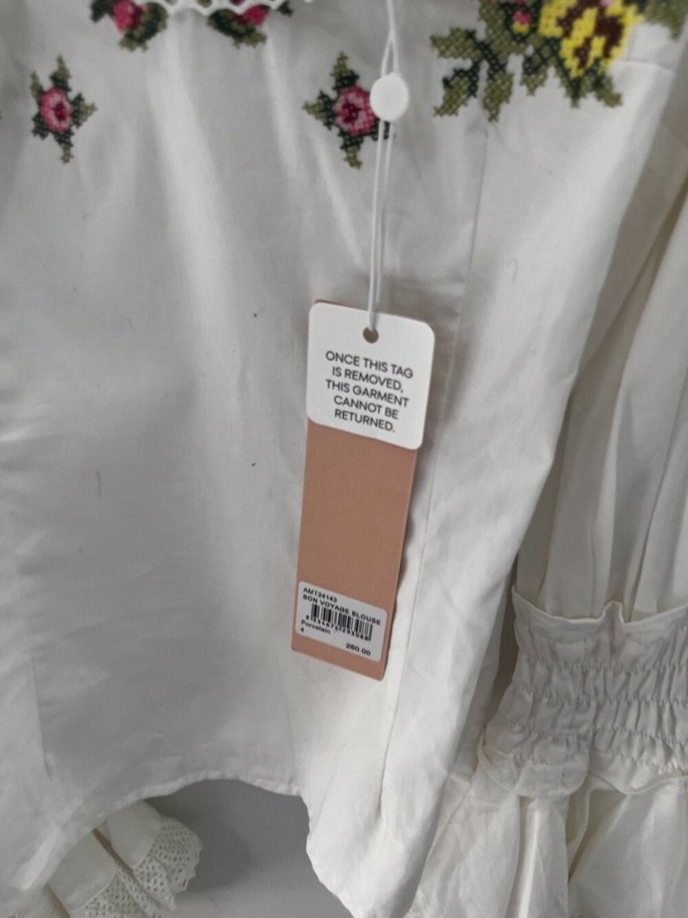 NEW Alice McCall Bon Voyage Floral Embroidered Bell Sleeve Blouse Size 4 - Picture 4 of 10
